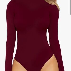 Wine Colored Long Sleeve Bodysuit